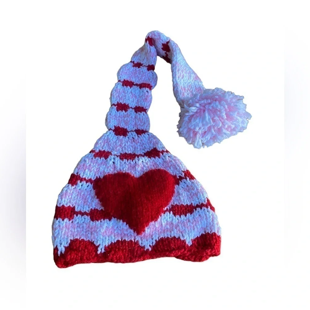 Valentine's Day Handmade Knitted Hat,Valentine Day Elf Hat,Photo Opp Adult/Youth